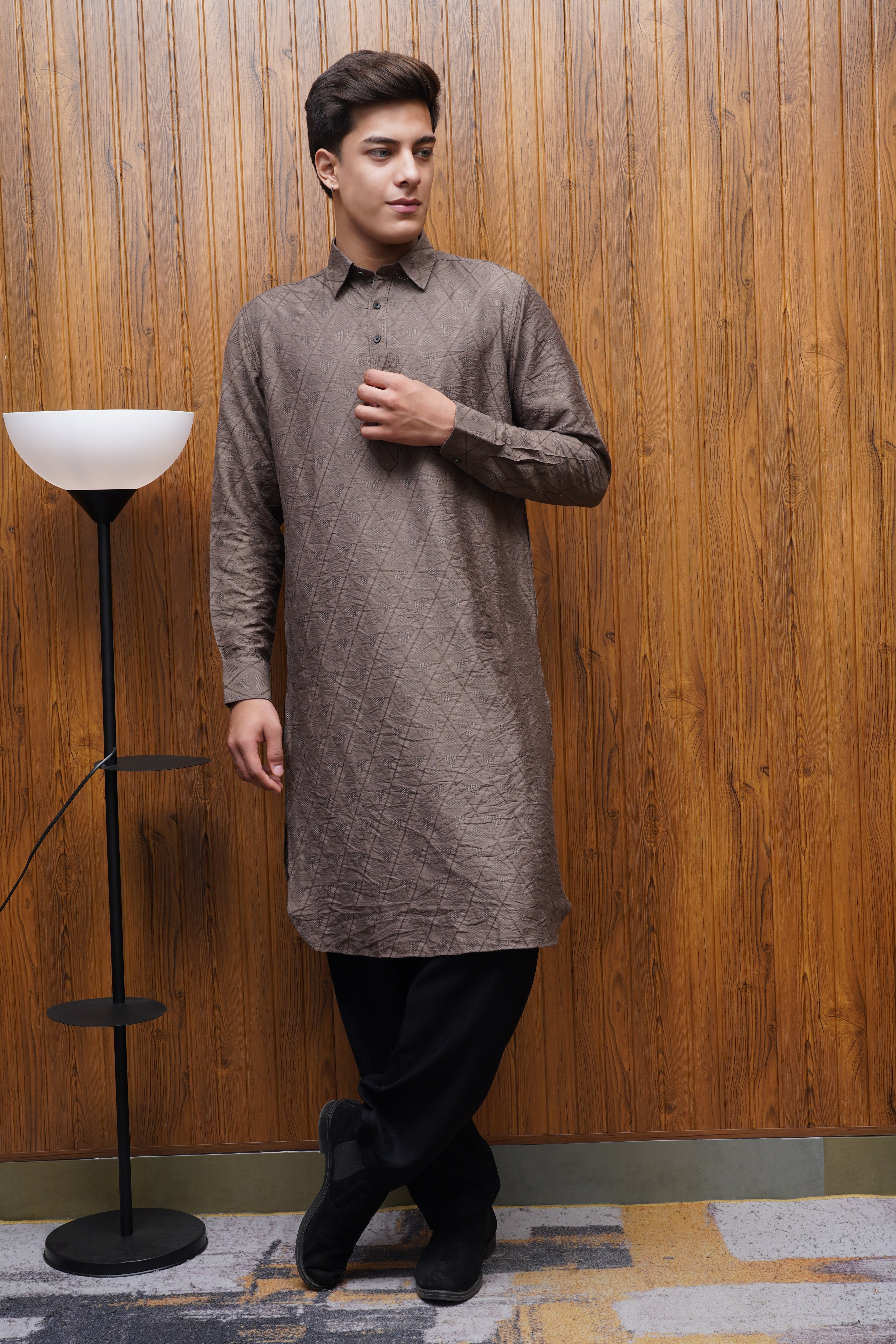 Bettino Men's Pathani Suit - Ash Brown