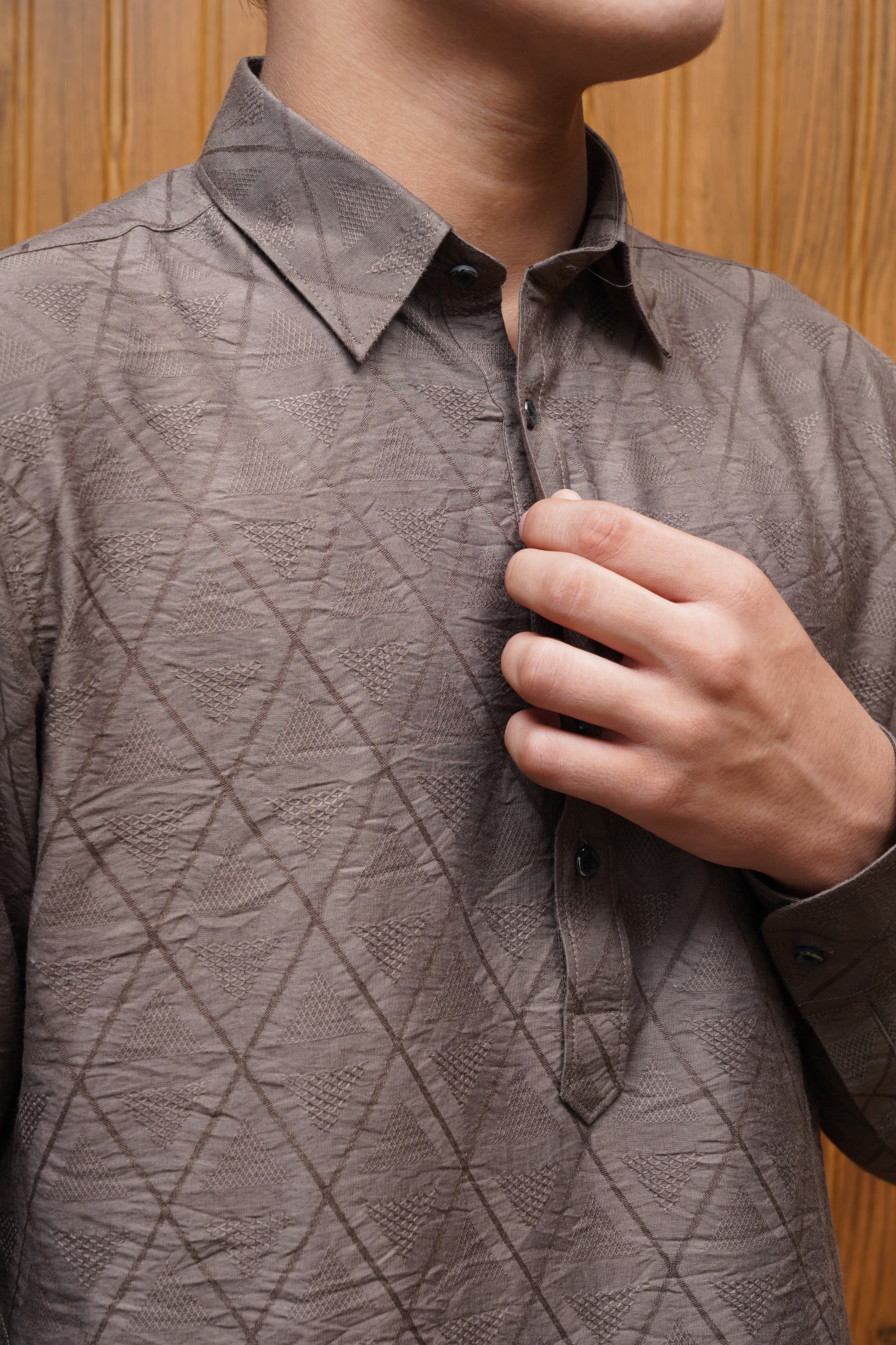 Bettino Men's Pathani Suit - Ash Brown