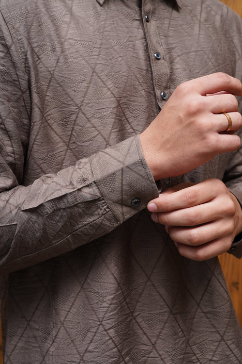 Classic Pathani Suit - Ash Brown for men by Bettino — view 2