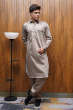 Bettino Men's Pathani Suit - Light Khaki