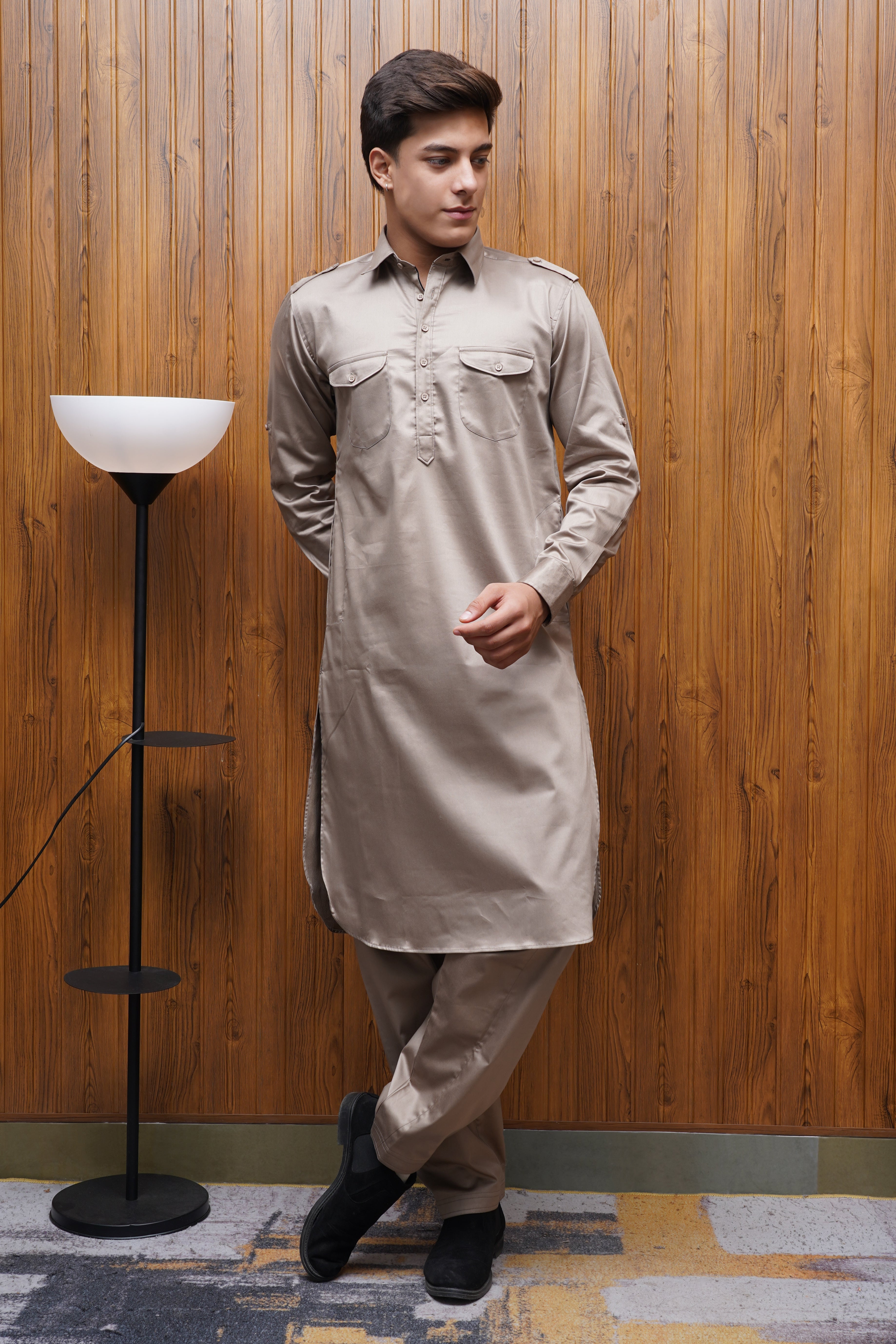 Bettino Men's Pathani Suit - Light Khaki