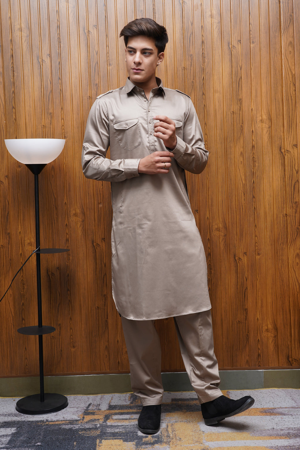 Bettino Men's Pathani Suit - Light Khaki