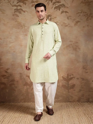 Classic Pathani Suit - Pista Green