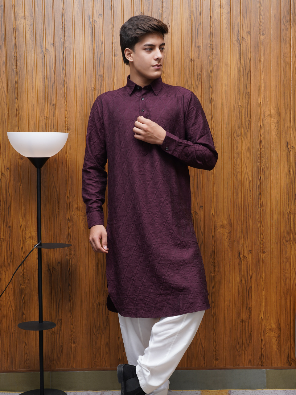 Bettino Men's Pathani Suit - Deep Plum