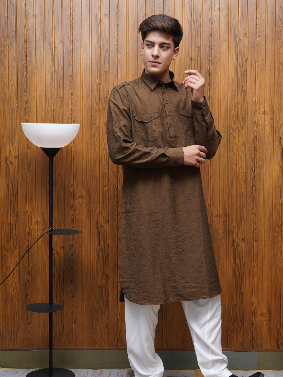 Bettino Men's Pathani Suit - Coffee Brown
