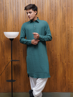Bettino Men's Pathani Suit Deep Teal