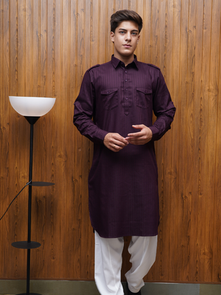 Classic Pathani Suit - Deep Maroon