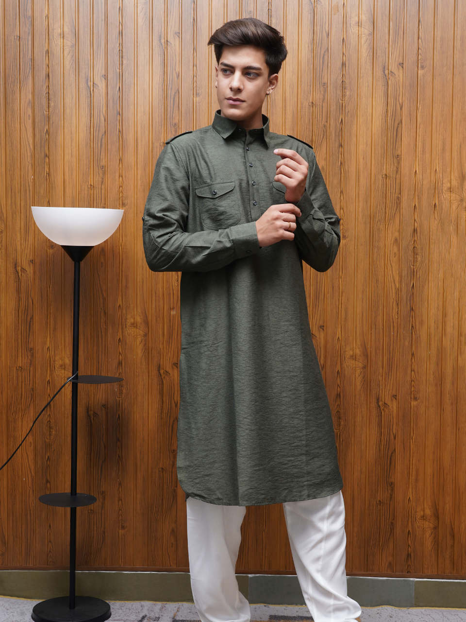 Bettino Men's Pathani Suit - Forest Green