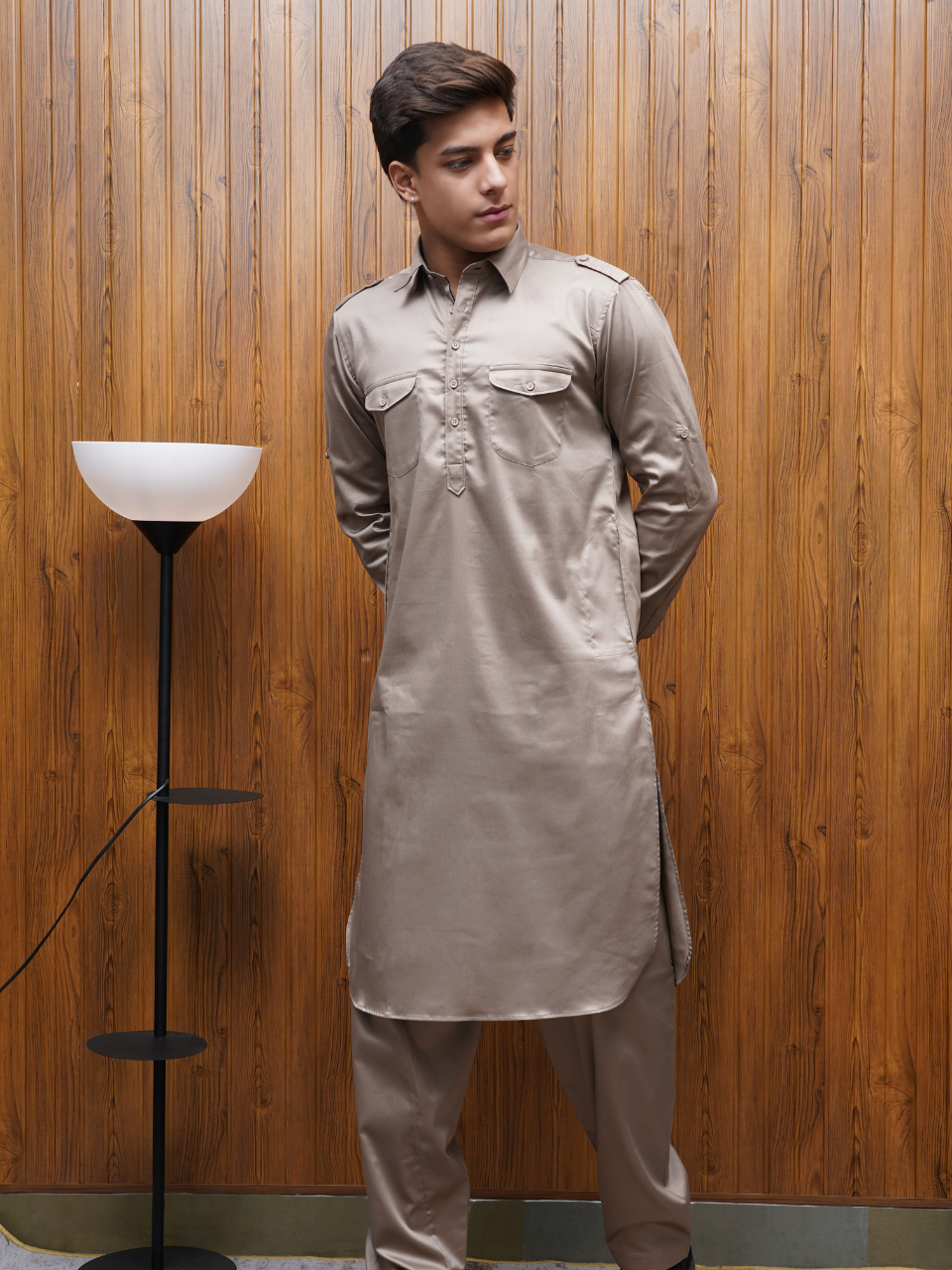 Bettino Men's Pathani Suit - Light Khaki