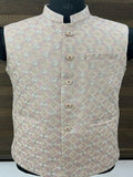 Onion Color diamond design Embroidered Nehru Jacket.