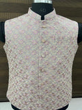 Onion Color Embroidered Nehru Jacket
