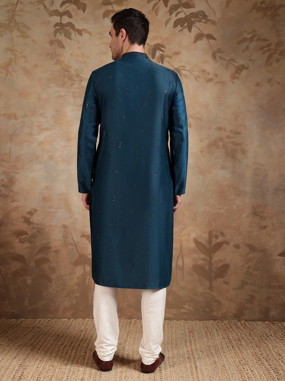 Emerald Grove Teal Colour Kurta Sky Blue