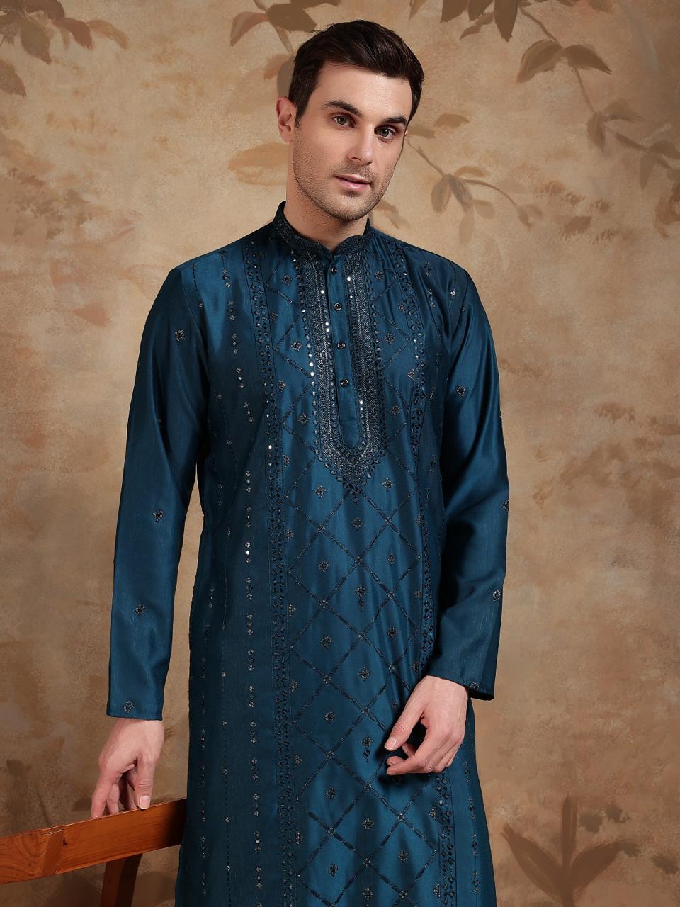 Emerald Grove Teal Colour Kurta Sky Blue