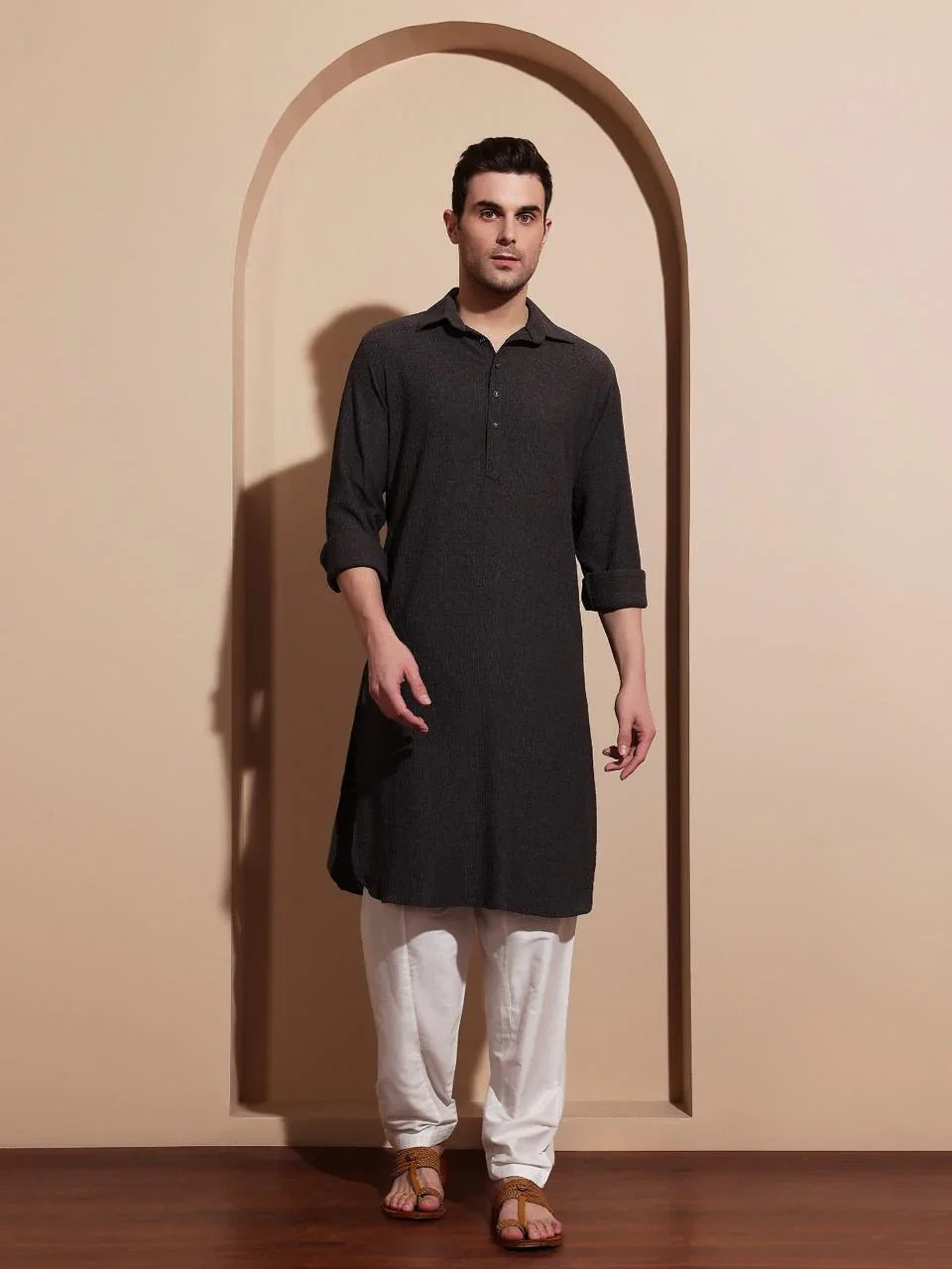 Pathani Suit in Charcoal Grey