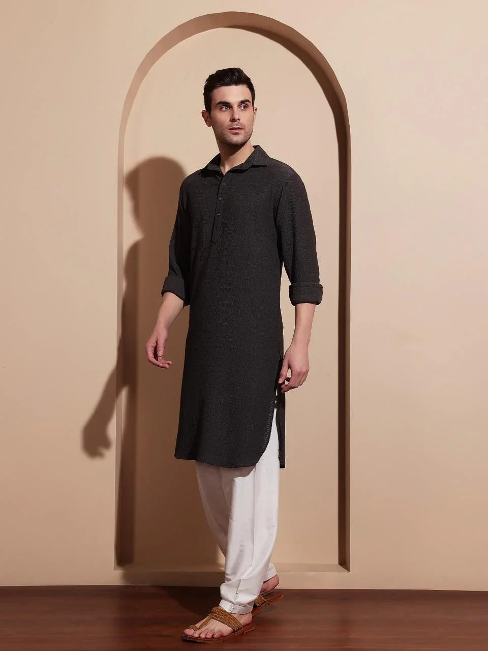 Pathani Suit in Charcoal Grey