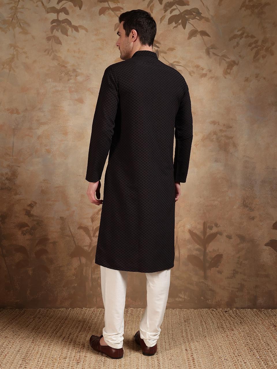 Pure Black Ebony Kurta