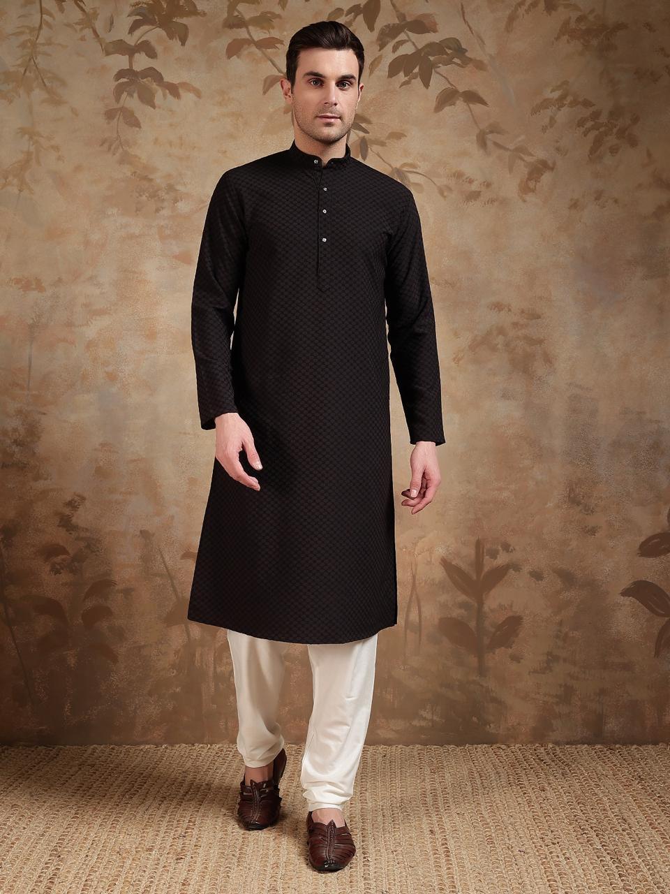 Pure Black Ebony Kurta