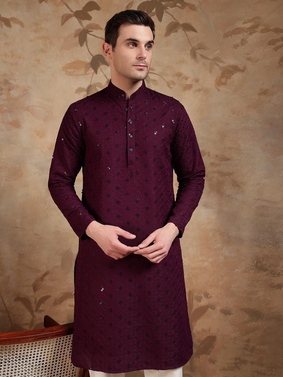 Wine Kurta Set