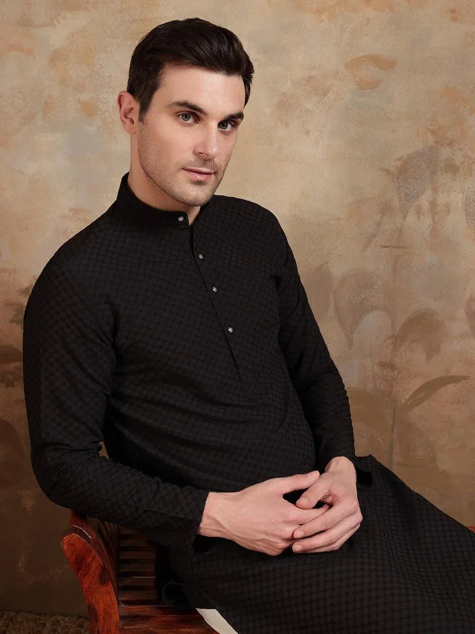 Pure Black Ebony Kurta