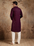 Wine Kurta Set