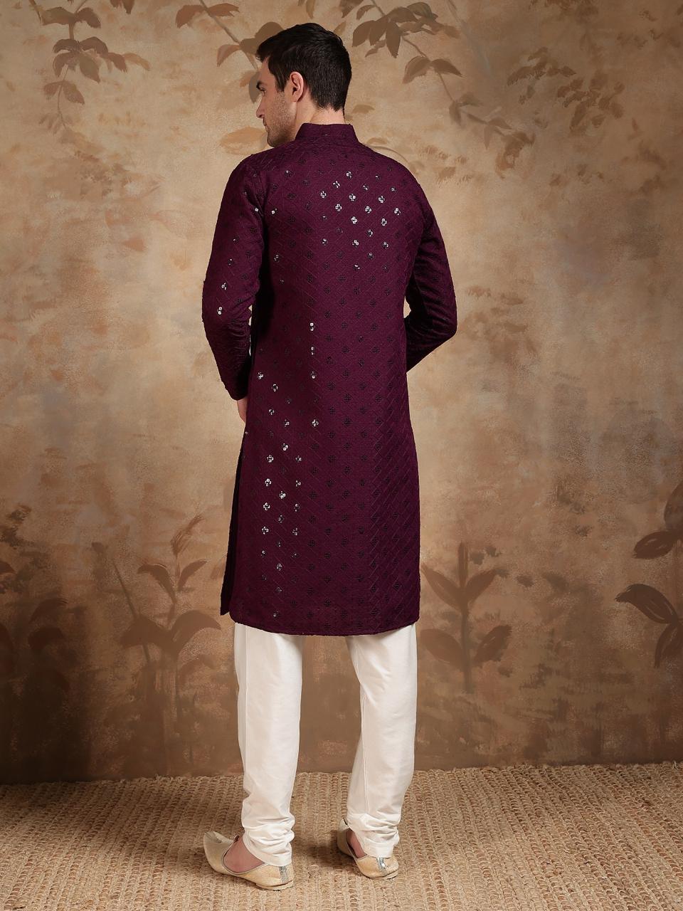 Wine Kurta Set