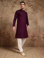 Wine Kurta Set