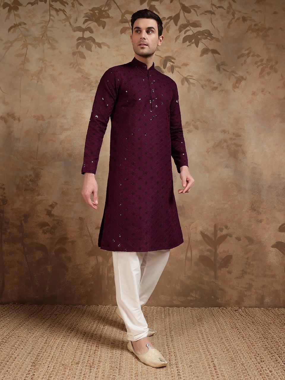 Wine Kurta Set