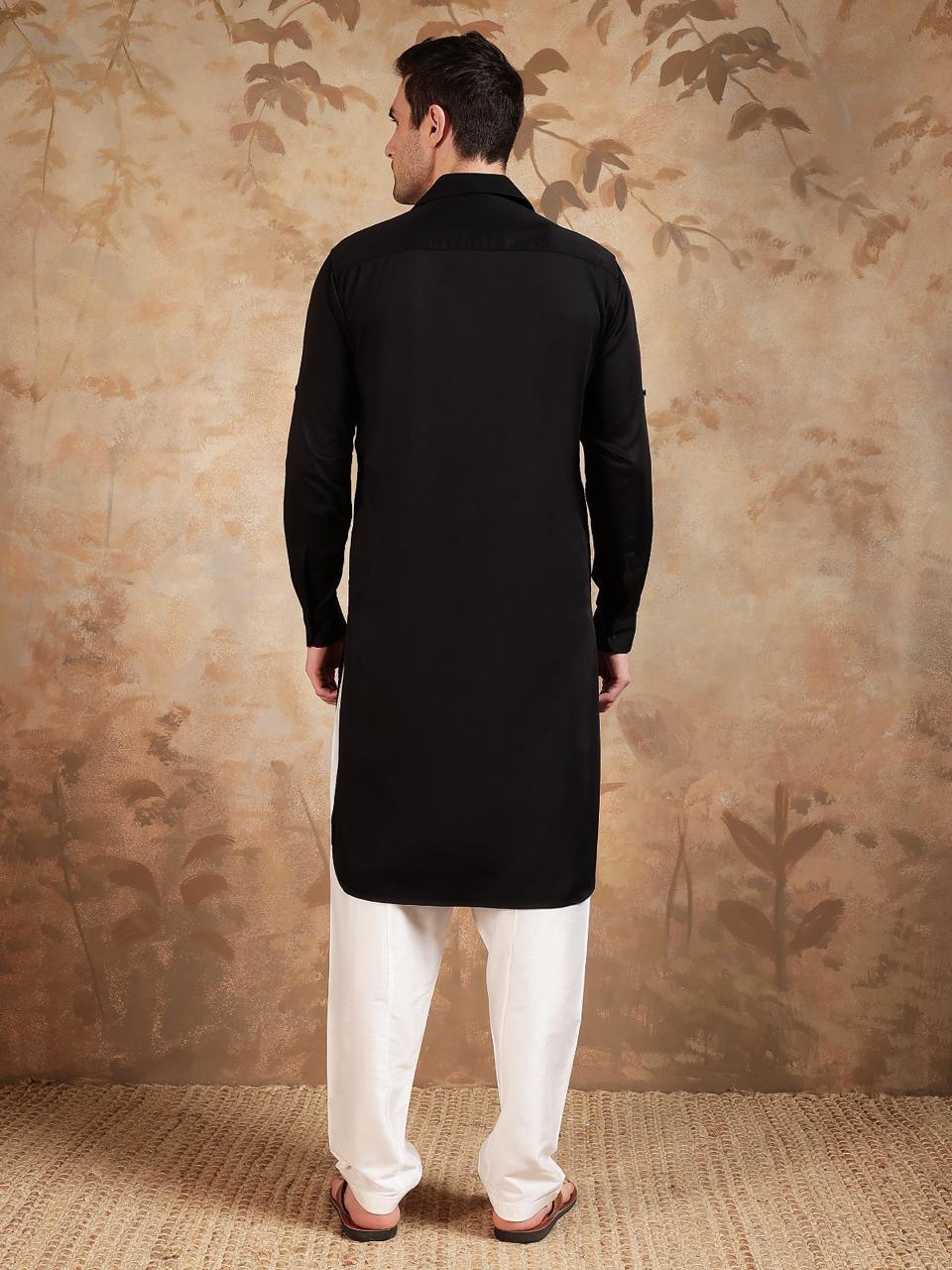 Bettino Men's Pathani Suit- Black