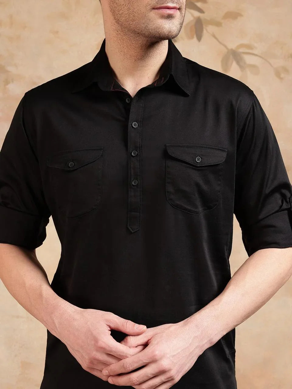 Bettino Men's Pathani Suit- Black