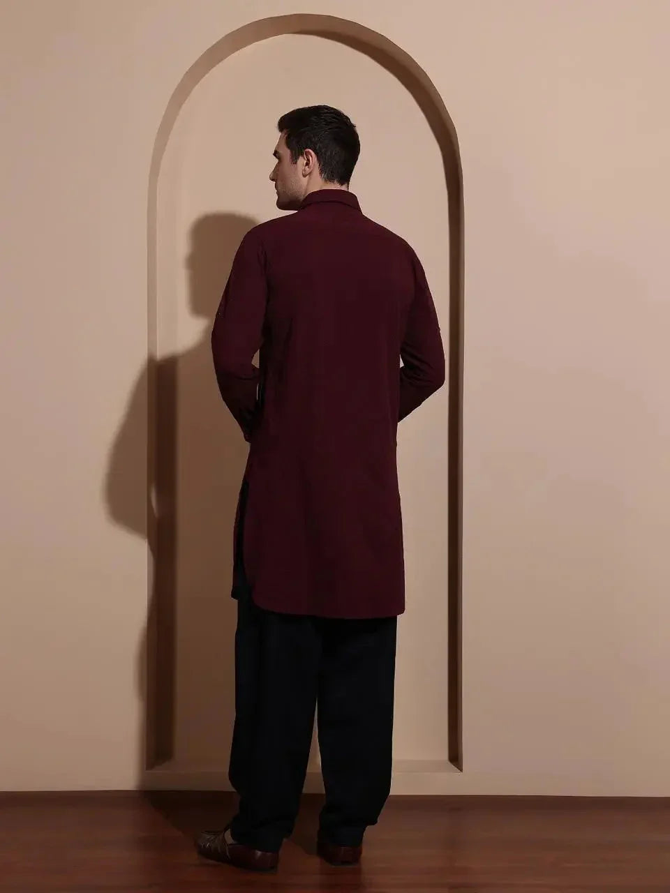 Bettino Men's Pathani Suit- Wine Colour