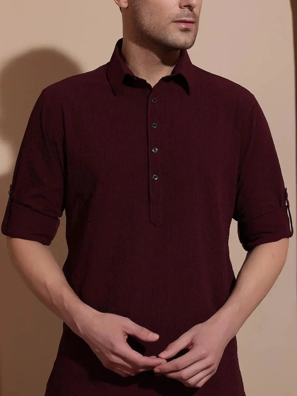 Bettino Men's Pathani Suit- Wine Colour