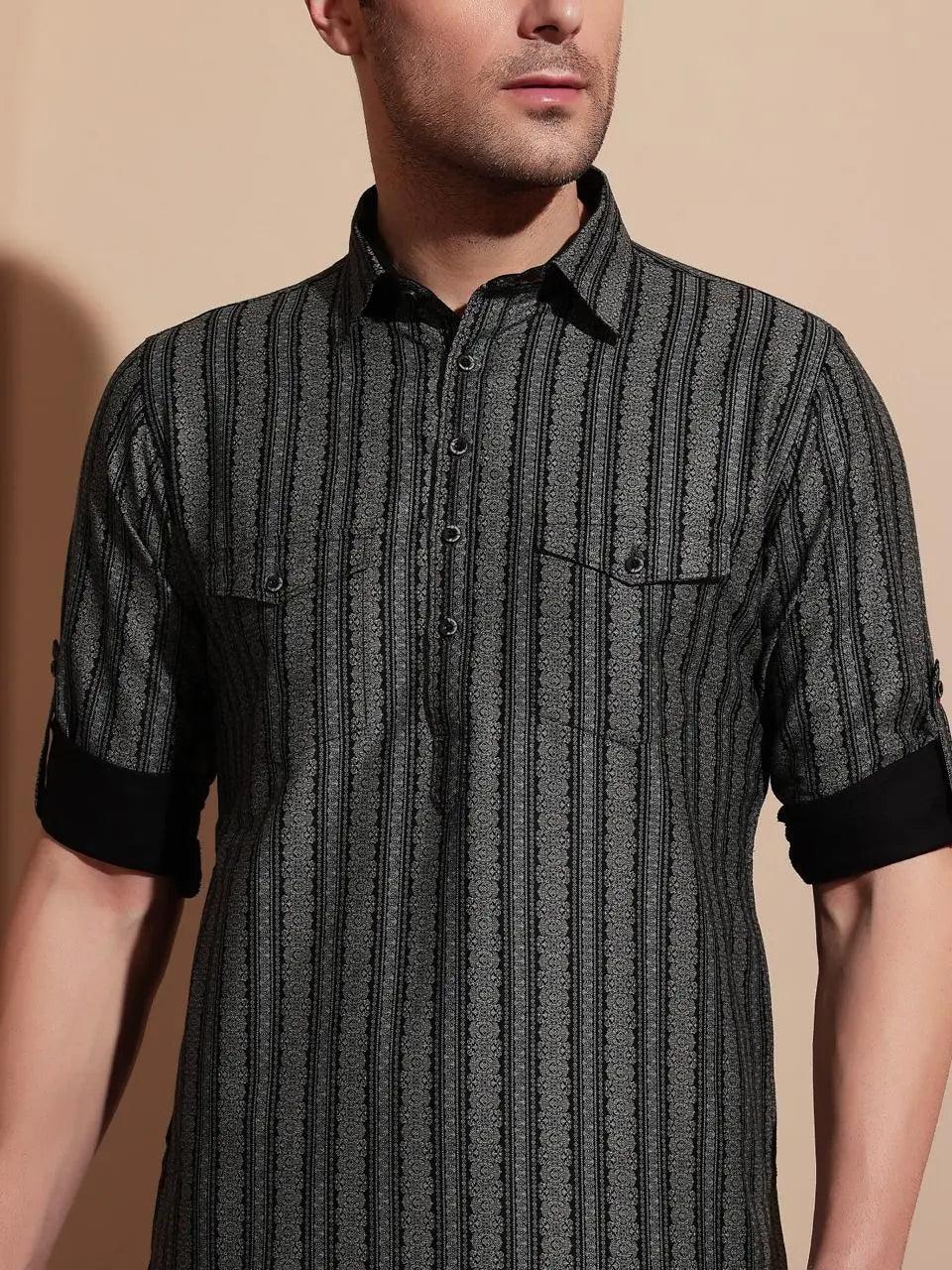 Bettino Men's Pathani Suit- Striped