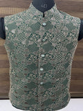 Embroidered Green Nehru Jacket