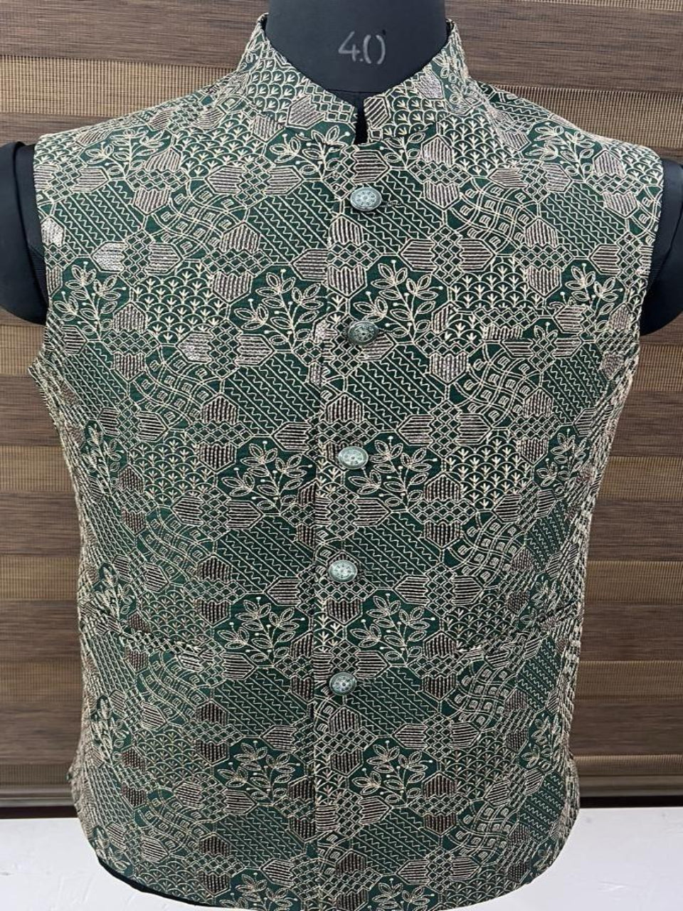 Embroidered Green Nehru Jacket