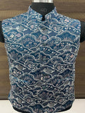 Blue Coloured Embroidered Nehru Jacket