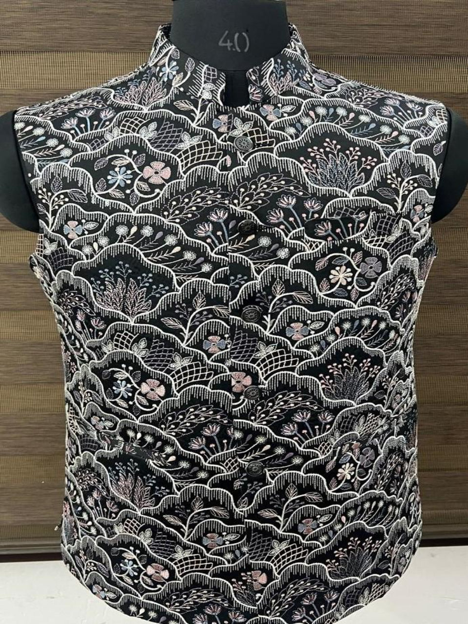 Floral Design embroidered Nehru Jacket