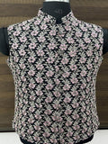 Black Floral Design Embroidered Nehru Jacket