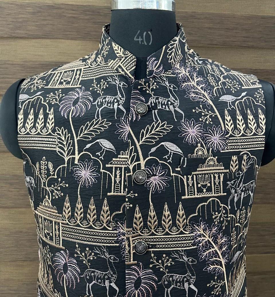 Black Heritage Nehru Jacket