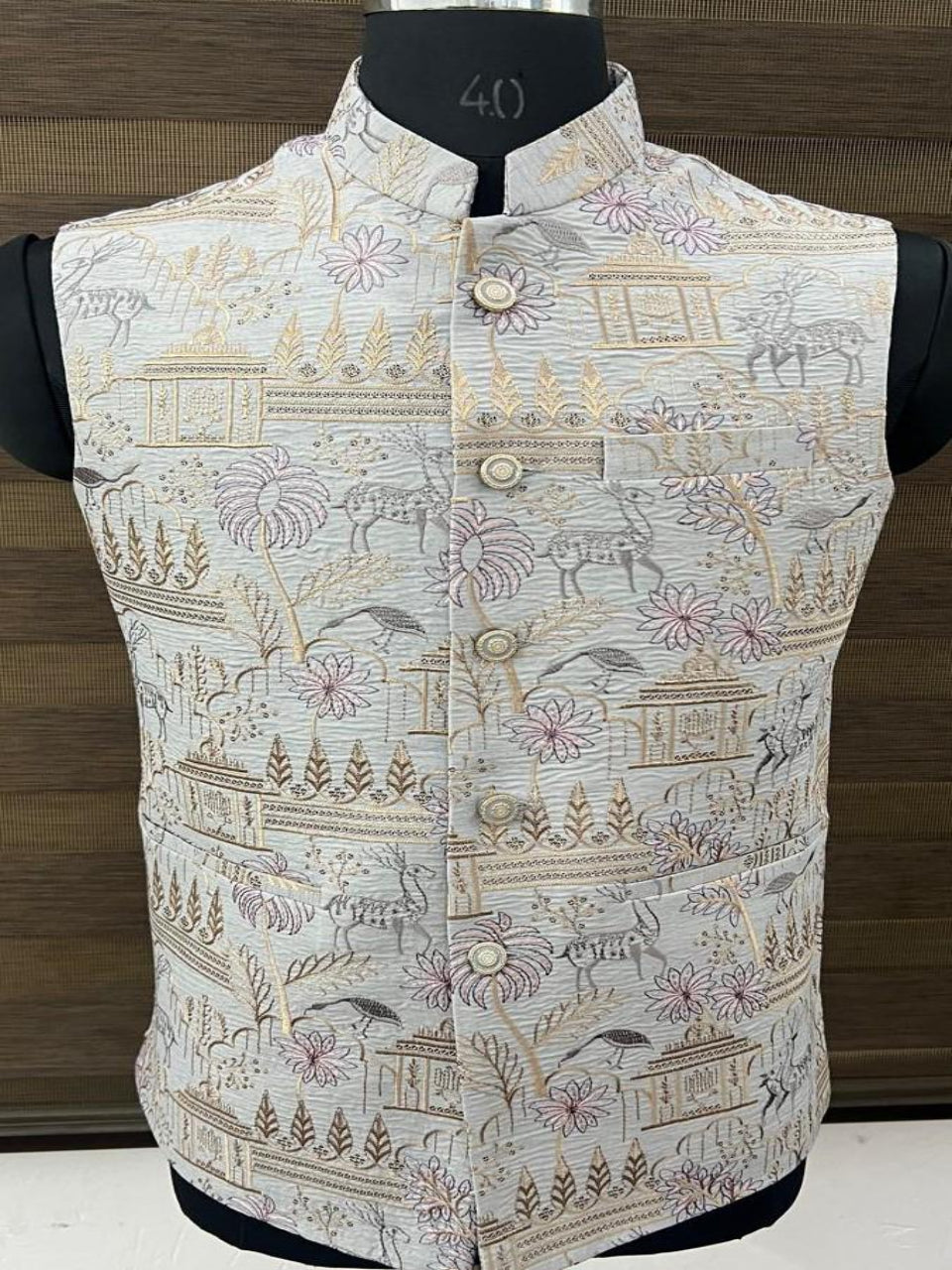 Imperial Grey Embroidered Nehru Jacket