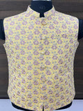 Yellow Colour Embroidered Nehru Jacket