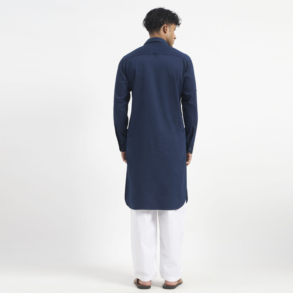 Classic Pathani Suit - Indigo Denim