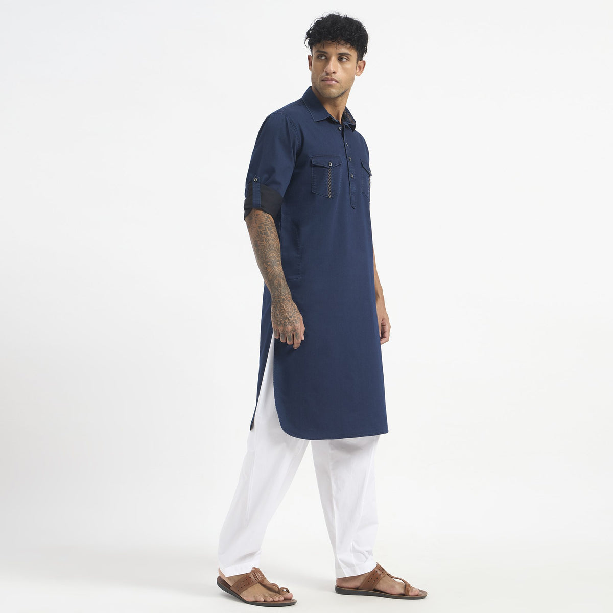 Classic Pathani Suit - Indigo Denim