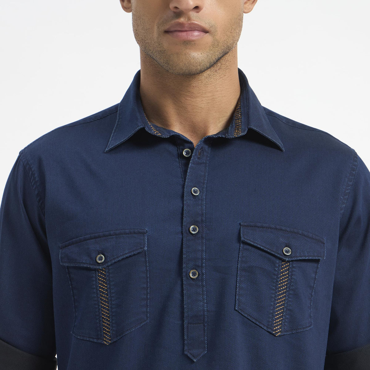 Classic Pathani Suit - Indigo Denim