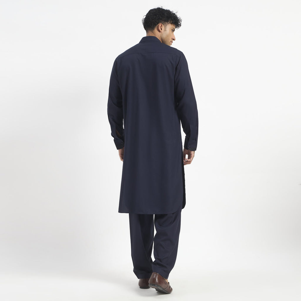 Classic Pathani Suit - Midnight Navy
