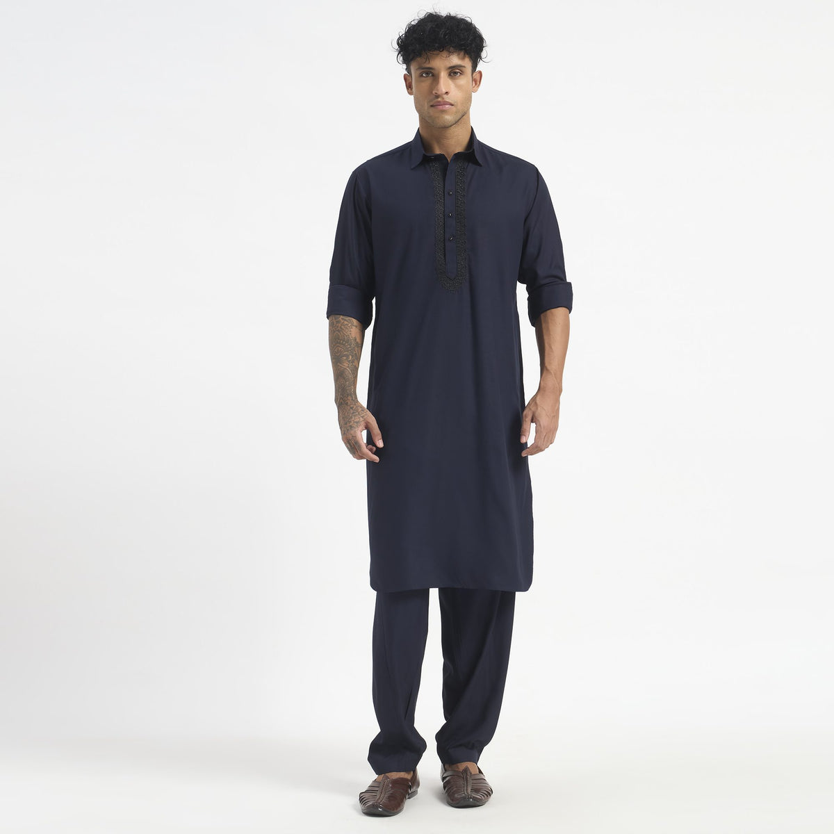 Classic Pathani Suit - Midnight Navy