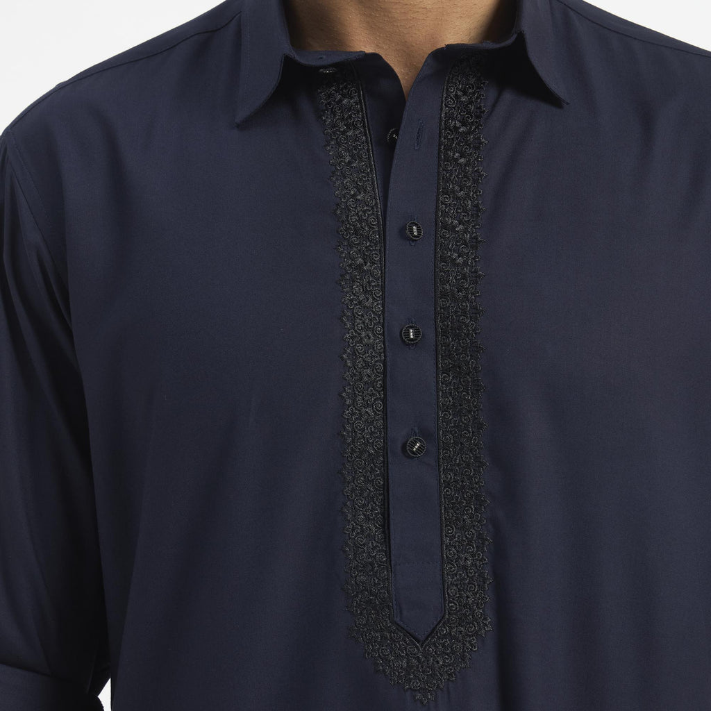 Classic Pathani Suit - Midnight Navy