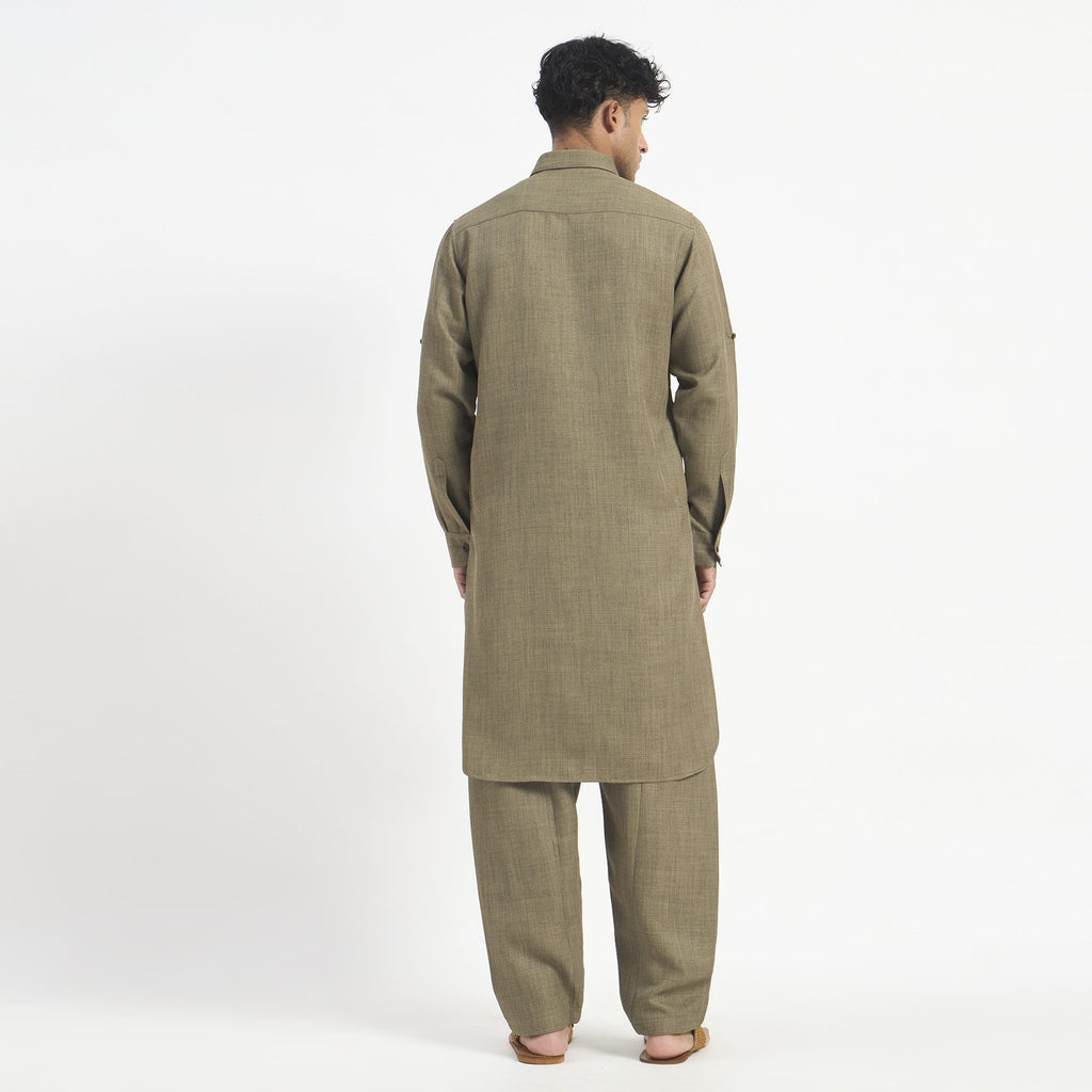 Classic Pathani Suit - Olive Khaki