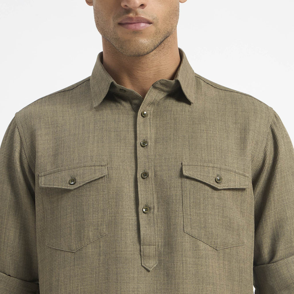 Classic Pathani Suit - Olive Khaki