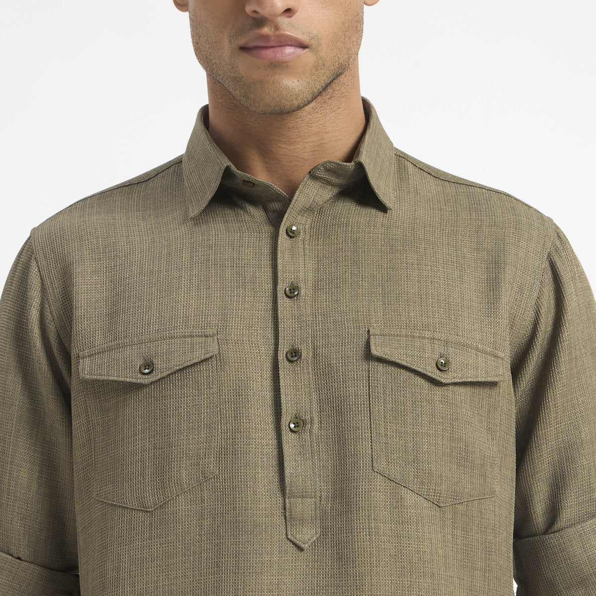 Classic Pathani Suit - Olive Khaki