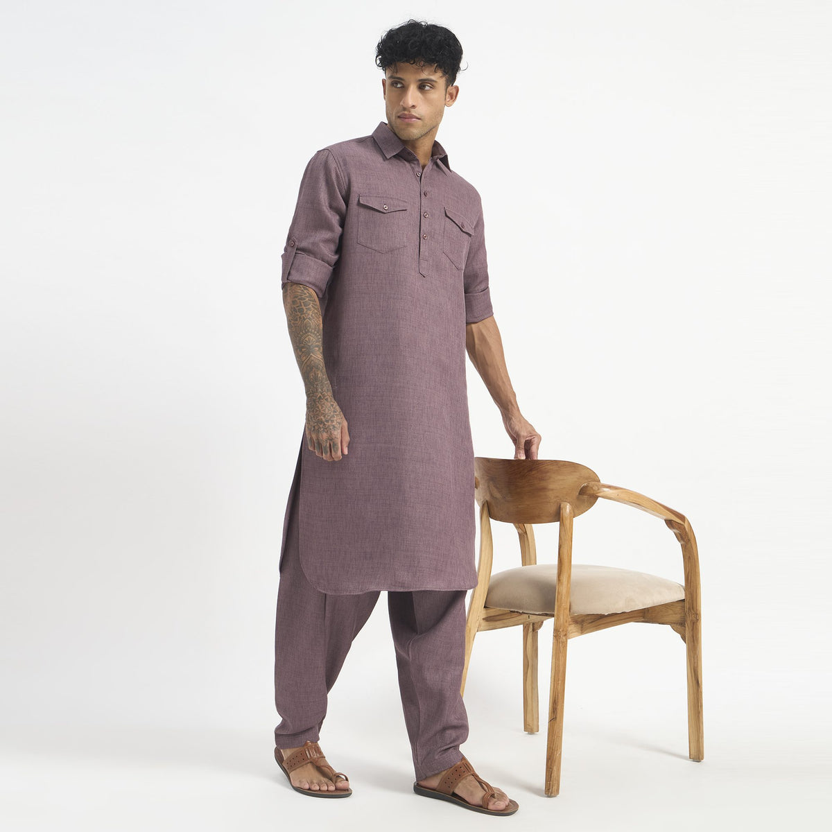 Classic Pathani Suit - Onion